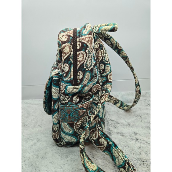 Marie by Giftcraft‎ Quilted Paisley Backpack Teal Brown main image 4